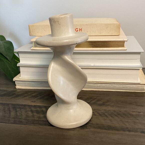 Rare VTG Rockwood Ivory Twist Candlestick Pottery - Picture 7 of 9